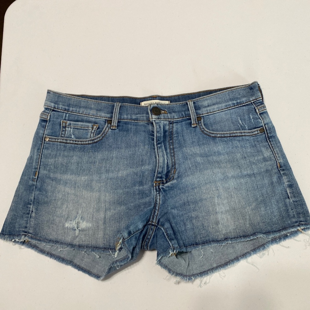 Banana republic premium denim womens blue Jean shorts size 27 93% cotton